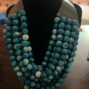 Multilayer blue necklace